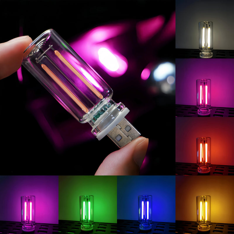 Innovative USB Nightlight: New Touch Bedside & Car Atmosphere Light, Ceramic LED Glass Bottle – Perfect for DIY Romantic Mini Decor （Blue Light） Blue light