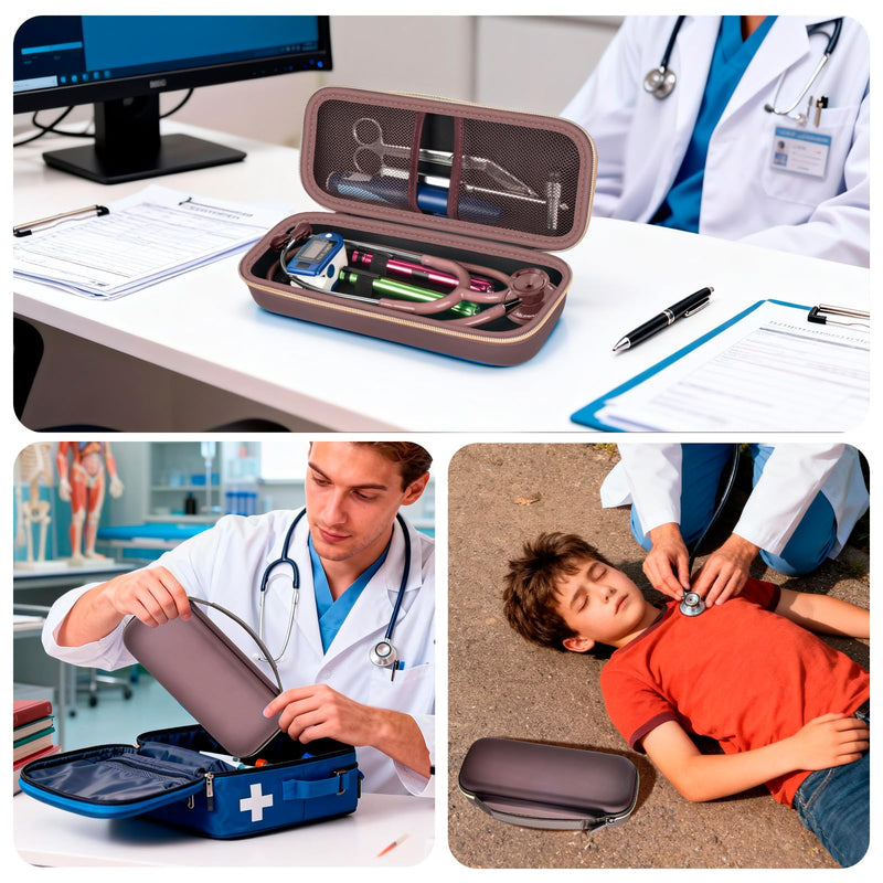 Stethoscope Case for 3M Littmann/for MDF,Nursing School Essential Organizer‌ | For Classic III Monitoring/Lightweight II S.E/Cardiology IV Diagnostic/Acoustica,Doctors/Students/Clinical/EMS Use, Case Only Brown