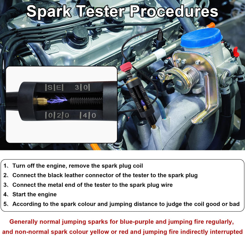 Spark Plug Tester, Adjustable Ignition Coil Tester System, Coil Pack Tester, Spark Testers Tool, Spark Checker, Autos Diagnostic Test Tool for Automotive, Small Engines, Lawnmowers 1 PCS