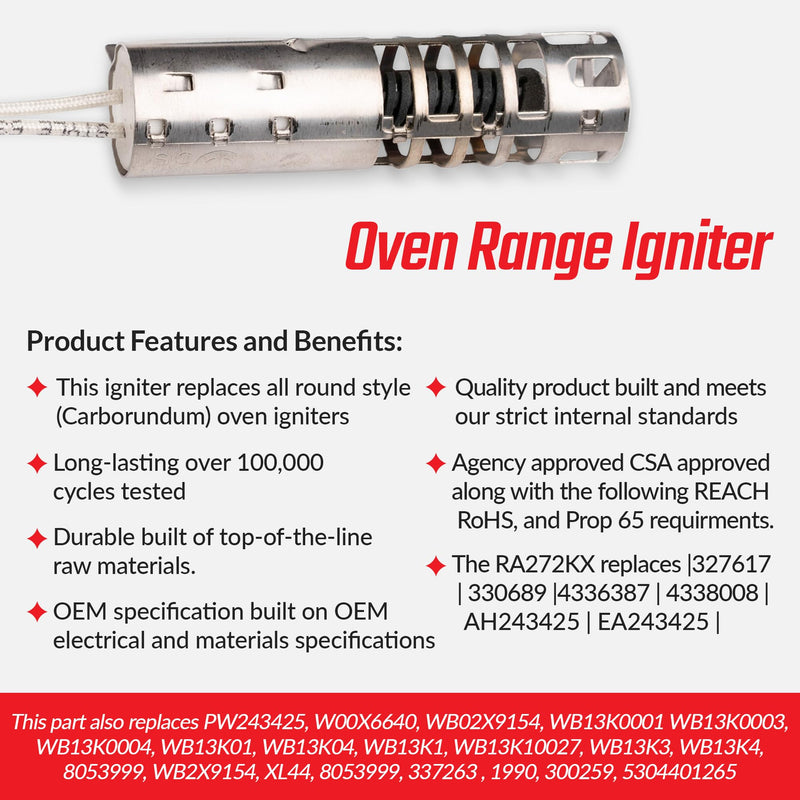 Compatible with XL44, 317XXX, WB2X9154 GE Appliances – Versatile Broiler OEM Oven Igniter, Gas Range Stove & Gas Wall Oven - High Performance Range Parts & Accessories Replacement for Home Improvement