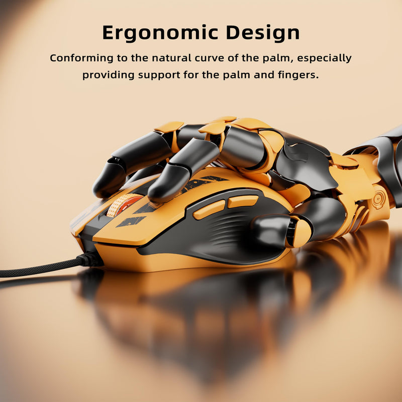 Uineer Wired Gaming Mouse, USB-A Mouse with 6 Programmable Buttons | Adjustable DPI up to 7200 ,RGB Lighting, ,Ergonomic Grip, Plug and Play for PC Gaming, Office, Laptop