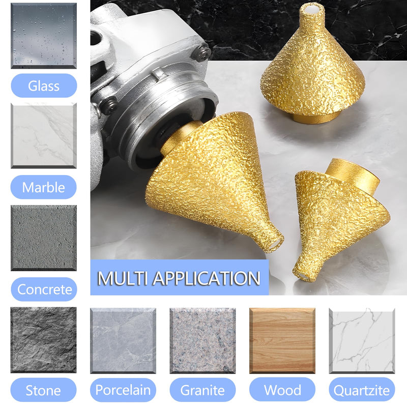 Diamond Beveling Chamfer Bit 0-2", Diamond Drill Bit, Calidad Tools Tile Cone for Hole Enlarging Trimming in Tile Granite Marble Porcelain Ceramic Wood Stone W/ M10 Thread. Φ50mm
