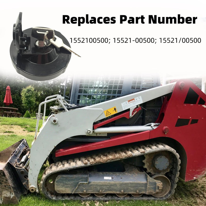 1552100500 Fuel Tank Cap with 2 Keys Replacement for Takeuchi Excavators Track Loaders TB014 TB015 TB016 TB125 TL26 TL120 TL126 TL130 TL140 TL150 TL220 TL230 TL240 TL250