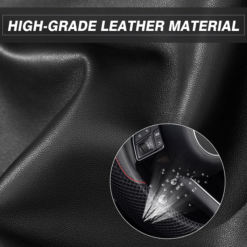 KAFEEK Steering Wheel Cover, Universal 15 inch, Microfiber Leather Viscose, Breathable, Anti-Slip,Warm in Winter and Cool in Summer, Black Standard size[14 1/2''-15'']