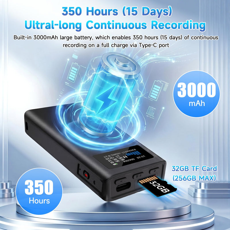 V88 (3000mAh) Magnetic Voice Activated Recorder, 350H Battery Time | 32GB Metal Recording Device with Speaker Playback, AI Noise Reduction, TF Card Expansion,For Meeting Interview Classe 1