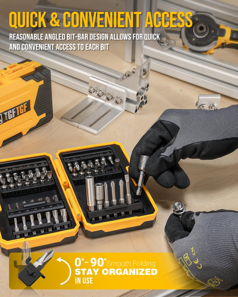 49PCS Screwdriver Bit Set, S2 Steel Magnetic Nut Driver Bit Set, includes Hex, SQ, Tamper Proof Torx Security Bit Set, PH, SL, and PZ Bit, with 1/4” Hex Drill Bit Extension, Upgraded Version