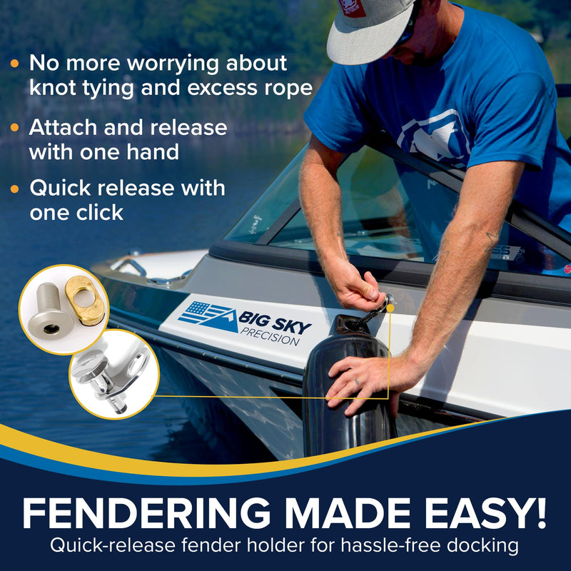 Made in USA | Quick Release Fender Cleats | 316 Stainless Steel | Ultimate Corrosion Resistance | 1/2" and 3/8" | Verify Size Before Ordering | Retrofits and Replacements | Easy to Use | 3/8-Inch Pin