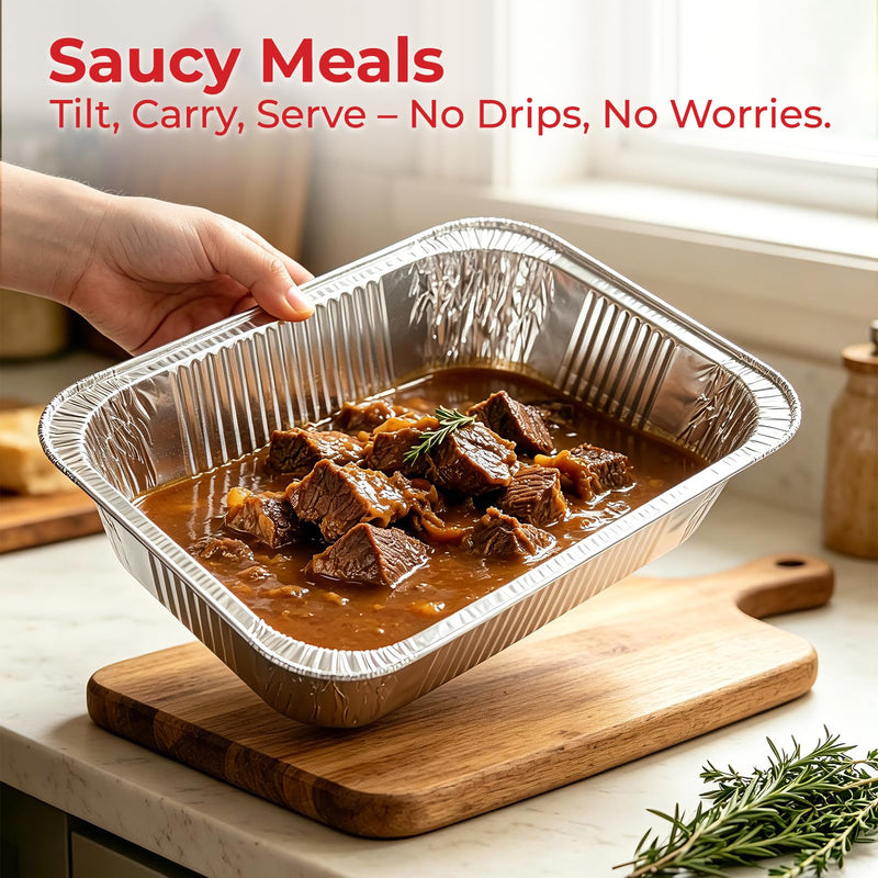 9x13 Aluminum Foil Pans(30 Pack) – Upgraded Heavy Duty Disposable Foil Pans for Baking, Roasting, Chafing Dish, Thanksgiving, Christmas, Parties & Catering 30Pack