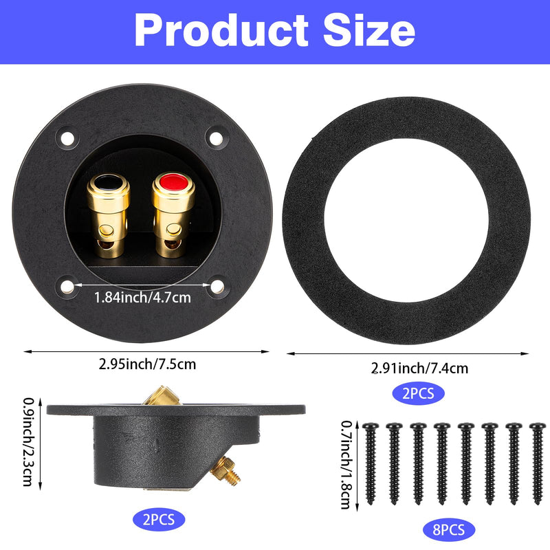2Sets Speaker Box Terminal Cup, 3 Inch Round Subwoofer Box Terminal 2 Way Spring Loaded Speaker BoxTerminal Cup for Home Car Stereo DIY