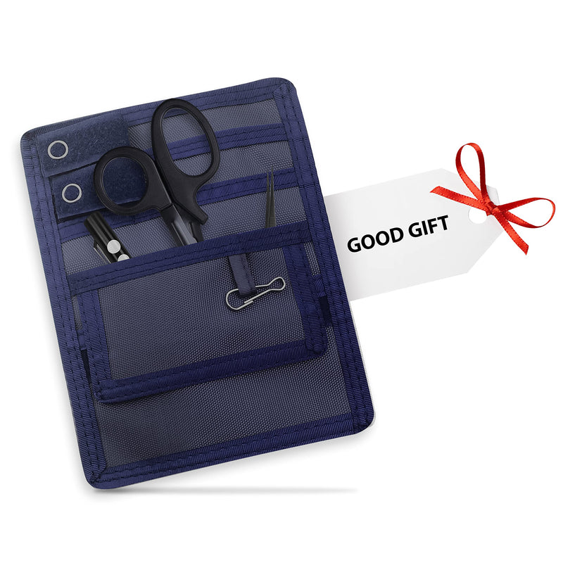ASA TECHMED Nurse Pocket Organizer, Nylon 5 Pocket Nurse Scrub Organizer, 6 Inch x 5 inch, Navy Blue
