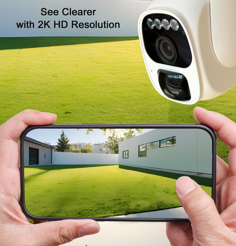 Solar Security Camera Wireless Outdoor, 3W Solar Panel, 360° Pan Tilt Solar Battery Outdoor Camera with 3MP Color Night Vision, Weatherproof, No Monthly Fee