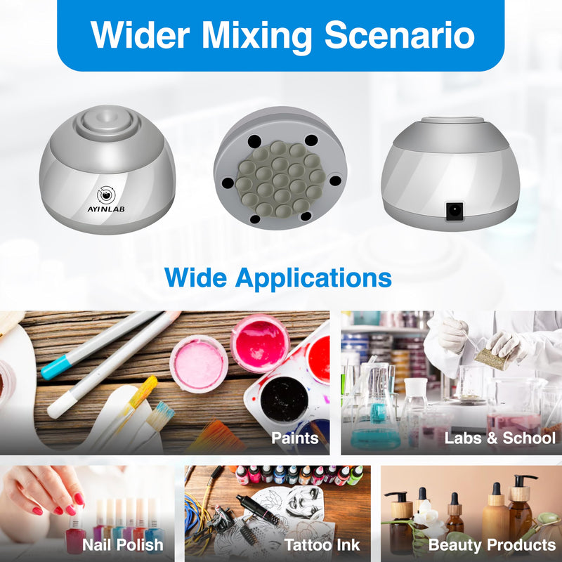 Mix Wide Vortex Mixer 4000RPM, Mini Paint & Lab Mixer, 20,000h Brushless Motor, Max 5 fl. oz/150ml Capacity, for Chemistry, Biology, Nail Gel, Tattoo Ink, Resin, Water Testing & DIY