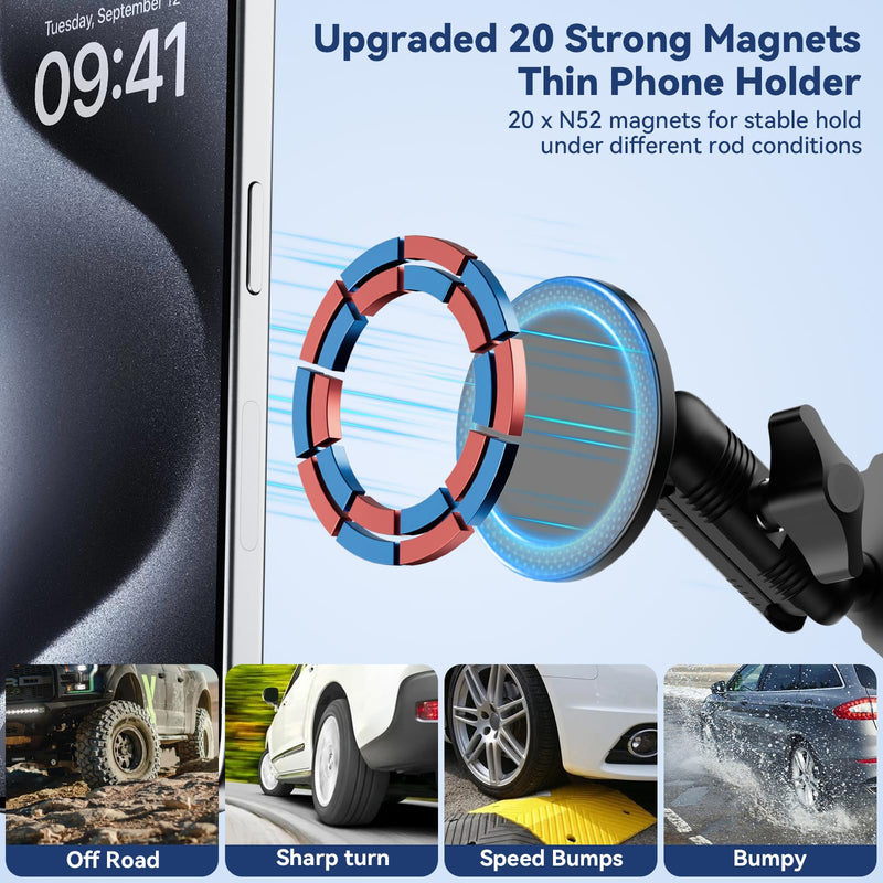Magnetic Vent Phone Mount Compatible with Toyota Tacoma 2012-2015 2nd Gen | 20x Strong Magnet | CNC Anti-Scratch Base | 360° Rotation | Full Metal Arm | No Tools Install | Fits All Smartphones Magnetic