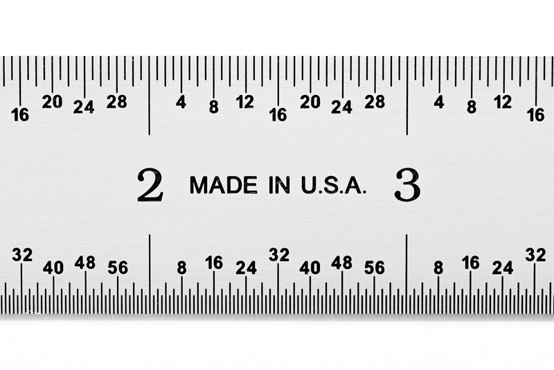 PEC Tools Rigid Metal Ruler, 12"/300mm High-Precision Steel Rule with Satin Chrome Finish, English & Metric Graduation (1/32", 1/64", 0.5mm, 1.0mm), Fully Hardened and Tempered, Made in USA Carbon Steel-Rigid