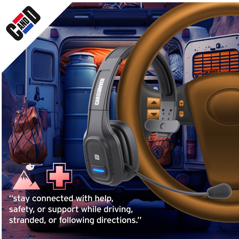 BT5500 Trucker Bluetooth 5.0 Headset Noise Cancelling Microphone | Wireless Headset, Rotatable Mic, Adjustable Headband Multi Device Pairing, Voice Assistant Support, 30-HR Talk, 57-HR Music Over-Head Black