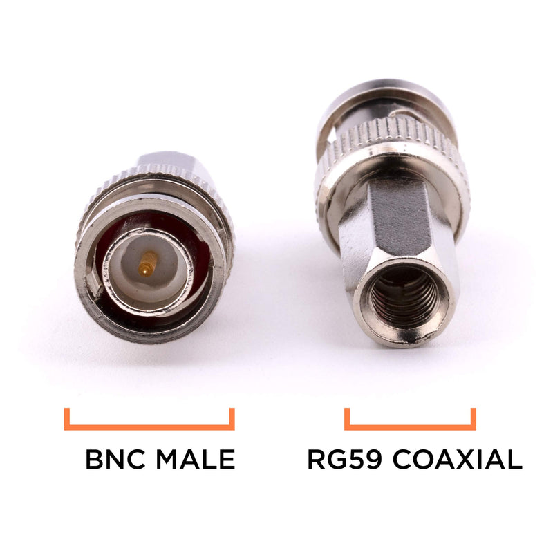 THE CIMPLE CO RG59 Coaxial Cable Connector, Screw On (Twist On) - SDI, HD-SDI, CCTV, Security, Video Card, Camera, Solderless - RG59 - Pack of 10 10 Pack Silver RG59