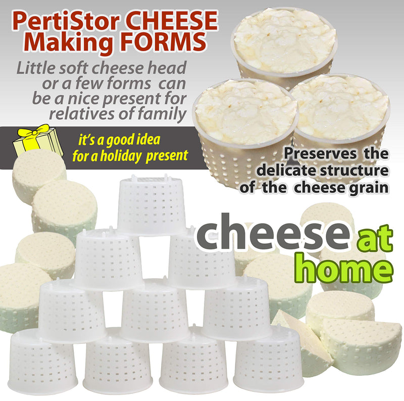 PetriStor 10pcs Small Cheese Mold for Cheese Making 1/3 qt - Soft Cheese Molds - Homemade Cheese Making Supplies - Cream Cheese Form Mold - Moldes Para Queso Fresco Casero - Feta Cheese Making