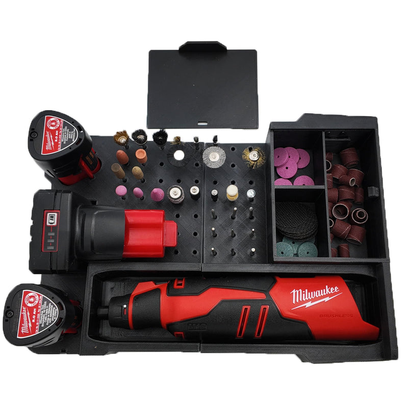 Tidy Tool Liner for M12 Rotary Packout Organizer with Drawer and Bit Storage for Milwaukee Packout Compact Tool Box- Battery, bits, and Blade Storage- Liner Only