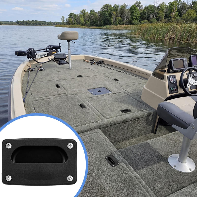 BBTO Marine Flush Pull Hatch Handle with Mount Screws Black Recessed Square Boat Hatch Pull Flush Lift for Boat Decks Hatches Compartments Yacht Cabin Accessories, 3.62 x 2.23 Inch 4