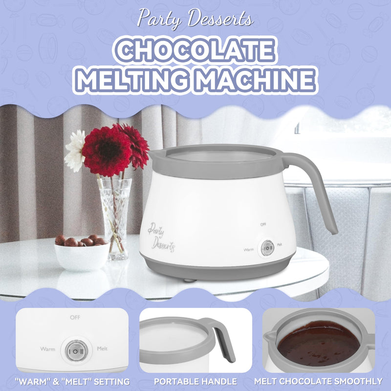 Party Desserts Candy and Chocolate Melting Pot, Mini Electric Fondue Pot, Melts Candy Chocolate in a Couple of Minutes, Ideal for Cake Pops Cookies Cakes, 1 Cups, Single Pot, Gray