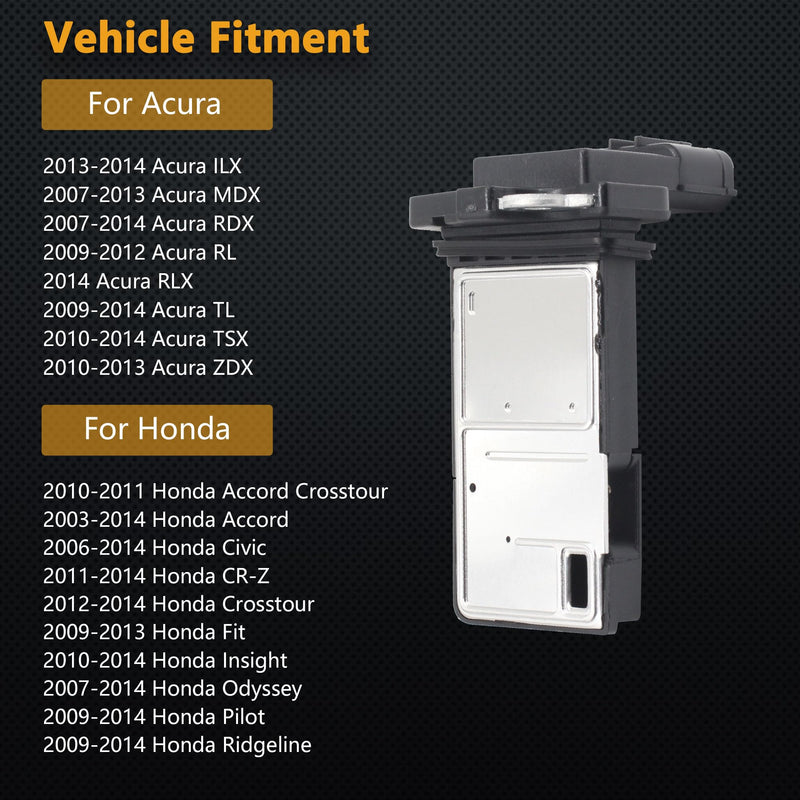  [AUSTRALIA] - Mass Air Flow Sensor Maf Meter Compatible with Acura ILX 13-14; MDX 07-13; RDX 07-14; RL 09-12 & Honda Accord 03-14; Civic 06-14; Odyssey 07-14; Pilot 09-14 & More Replace OE 37980-RNA-A01