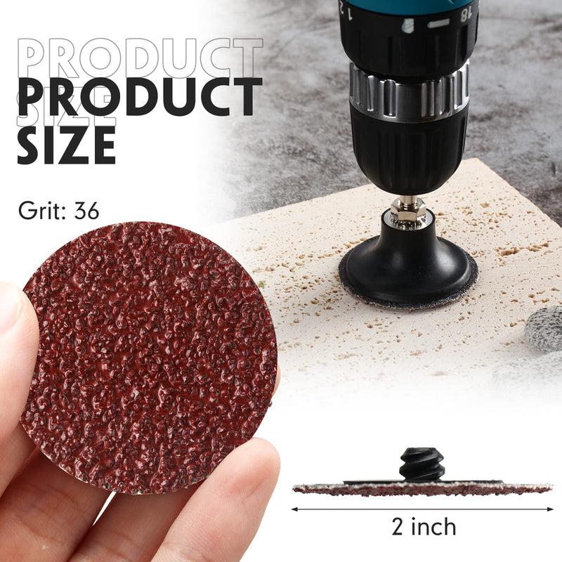 Newwiee 150 Pieces 2 Inch Sanding Discs 36 Grit Die Grinder Sanding Disc for Surface Prep Strip Grind Polish Finish Burr Rust Paint Removal Red