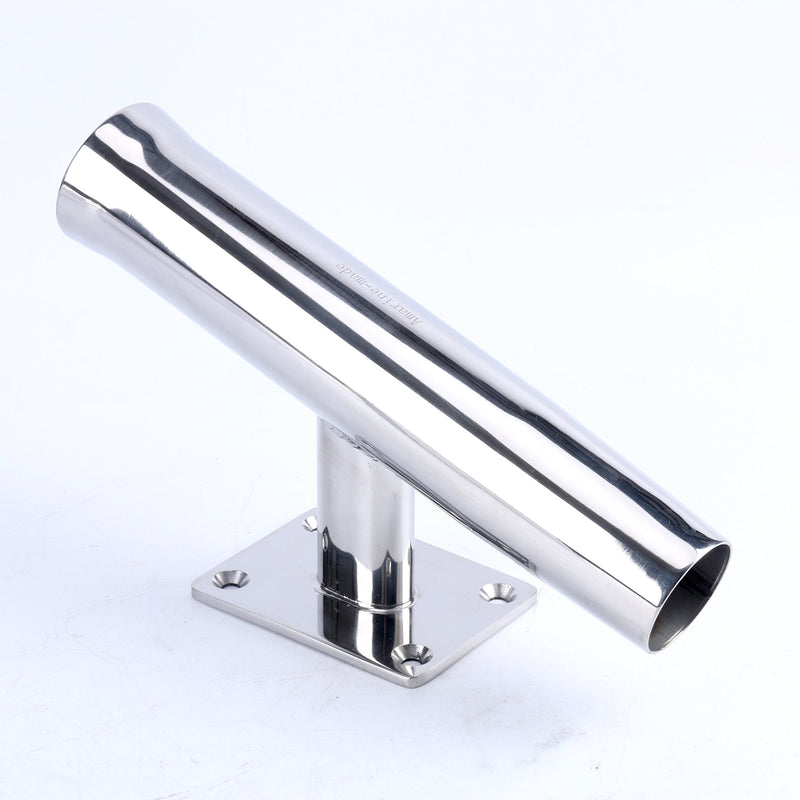 Amarine Made Stainless Steel Rod Holder, Tournament Style Single Rod Holder, Transom Mounted , Wall Mounted - 20 Degree