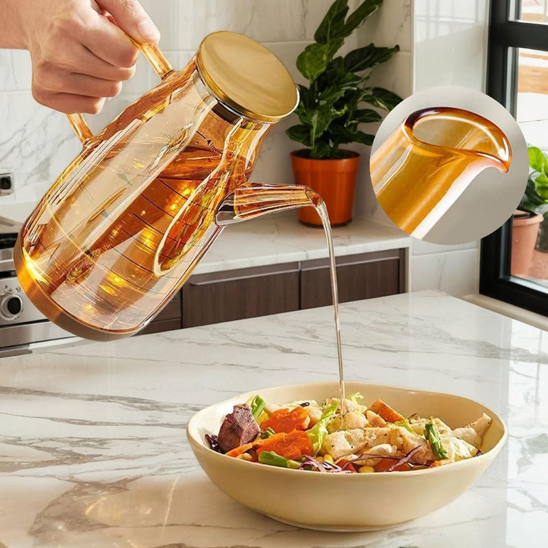 2025 Oil Dispenser Bottle with Drip Free Spout Food Grade Oil Vinegar Cooking Sprayer Kitchen Glass Container Bottles (1000 ML) 33.8 Ounces