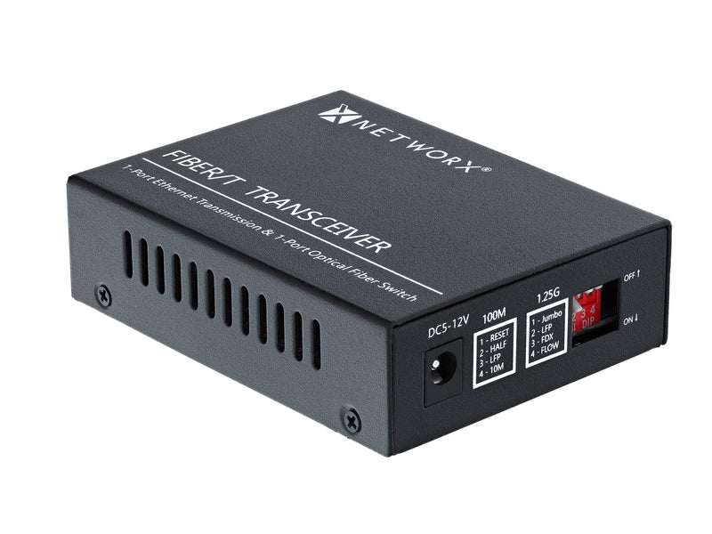 Networx® Gigabit Ethernet Fiber Media Converter - UTP to 1000Base-LX - ST Multimode, 5...