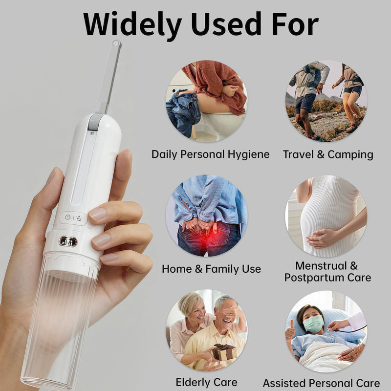 Portable Bidet for Travel, Personal Hygiene Sprayer Bottle for Women Men, Mobile Bidet Portable for Toilet,Electric Handheld High-Pressure Foldable USB-C Battery-Powered（White） White