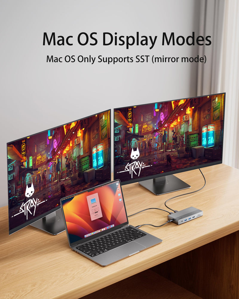 Laptop Docking Station Dual Monitor｜USB C Dock for Triple Display｜11-in-1 Computer Dock w/ 3 Monitors Support, 100W PD, Dual HDMI+DP, SD/TF, Ethernet & 4 USB Ports Audio/Mic for Windows Laptop 11 Ports 2 HDMI + 1 DisplayPort+4 USB