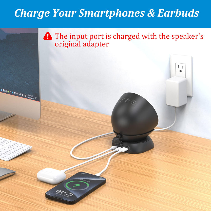 PlusAcc Stand for Spot with USB-C and USB-A Charging Ports, Desktop Holder Base Accessories for Cellphones and Earbuds, Space-Saving Design (Black) Black