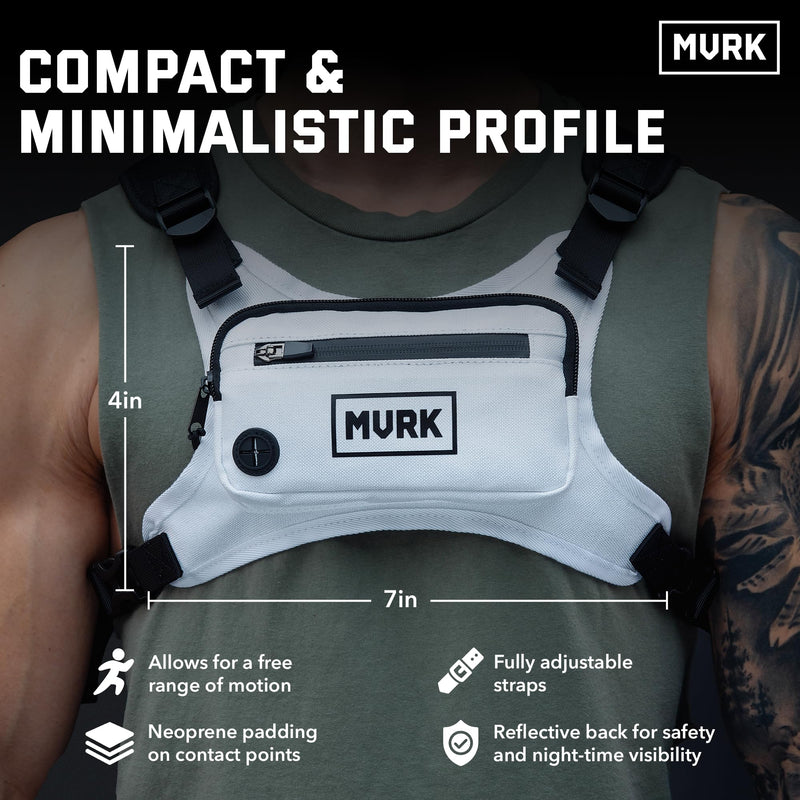 MVRK Water Resistant Chest Pack - Running Vest for Workouts, Running Phone Holder Extra Storage, Lightweight Running Pack Off-white