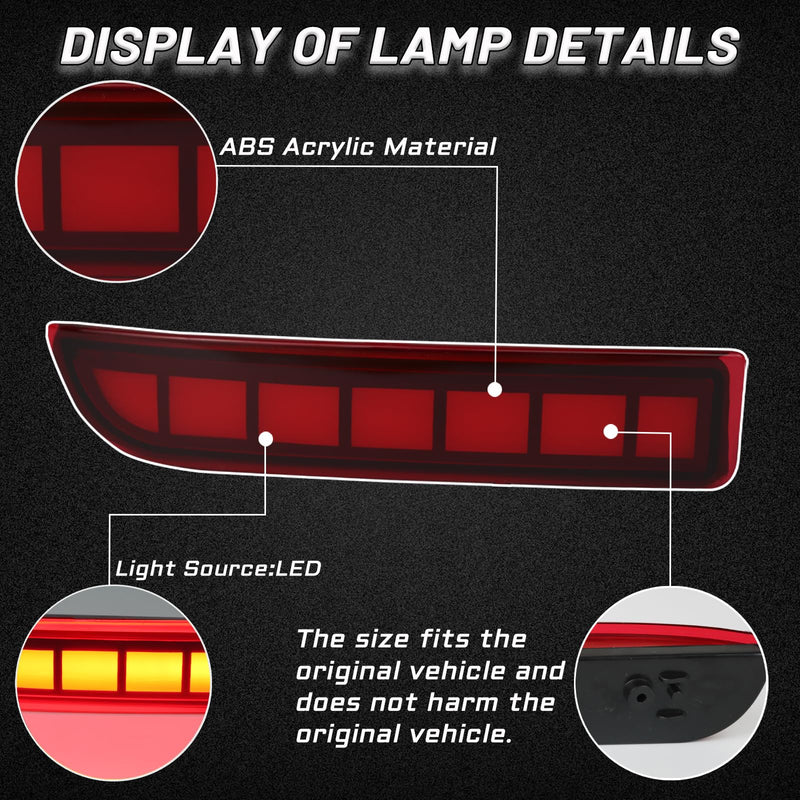  [AUSTRALIA] - Full LED Rear Bumper Reflectors Fog Brake Tail Light Lamps Compatible with Toyota Rav4 2006-2012/Scion xD 2008-2014 Turn Signal Feature Accessories (Red) Red