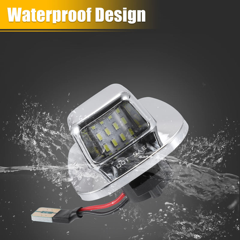 X AUTOHAUX 2pcs LED License Plate Light Lamp Assembly Silver Tone for Chevy C1500 C2500 C3500 1988-2000 6000K White