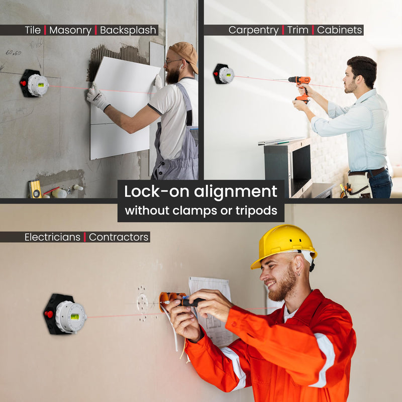 ZANIS Multi Surface Laser Level – 360° Dual Dials with Bubble Level – Wall-Mountable with Pins, Screws, or Sticky Pads – Precision Tool for Hanging Pictures, Shelves, and DIY Projects