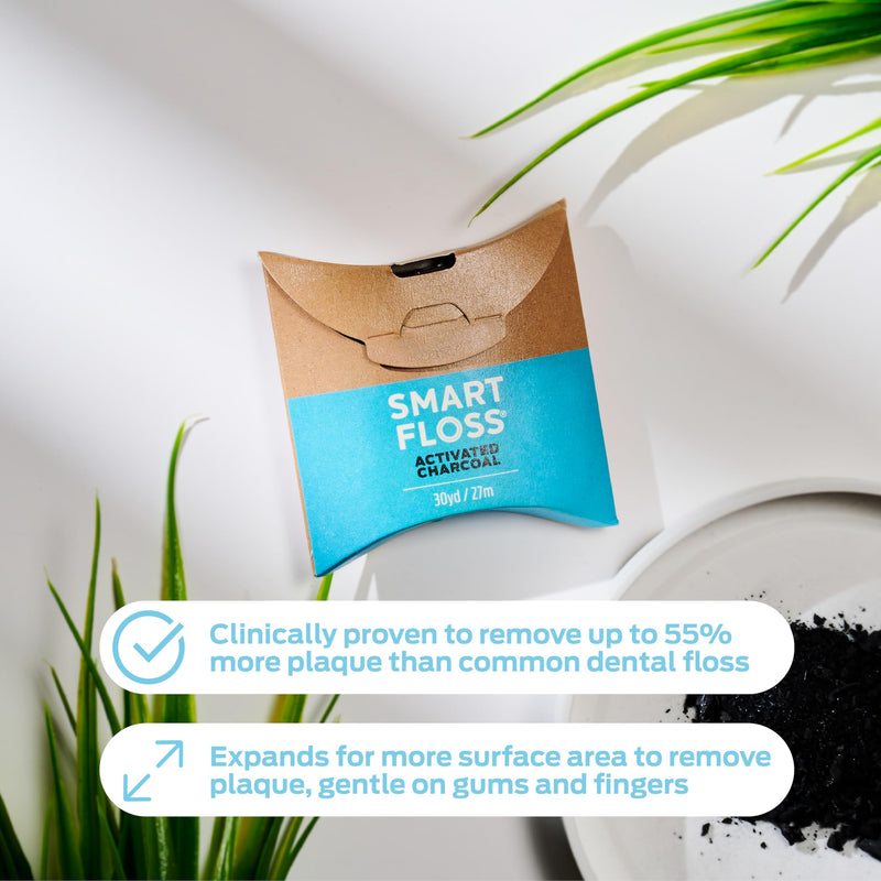 DrTung's Vegan Activated Charcoal Floss - Natural PTFE & PFAS Free Dental Floss, Gentle on Gums, Expands & Stretches, BPA Free - Lemongrass Flavor (Pack of 6) 90 Foot (Pack of 6)