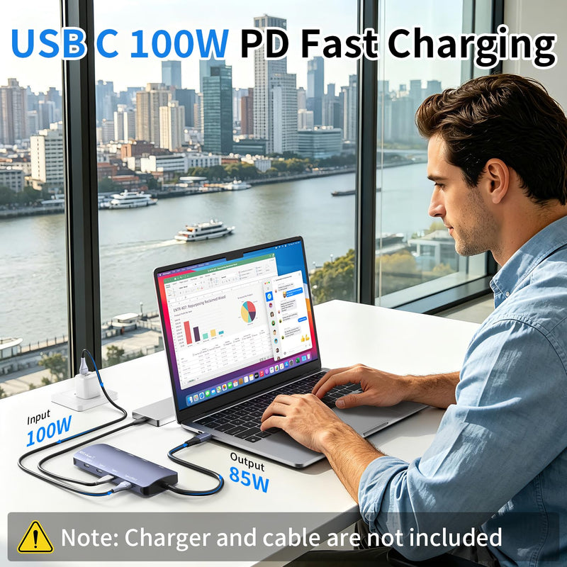 USB C Hub 8 in 1, 4 USB-C+3 USB-A 3.2 10Gbps, 4K60Hz HDMI, 100W PD for Mac | USBC to HDMI Adapter 4K@60Hz, USBC Splitter Docking Station for MacBook Neo/Air/Pro, iPad Pro, iMac, Mac mini, Dell, Surface