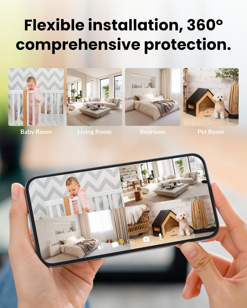 Dual Lens Security Camera Indoor 5G/2.4G WiFi, 2.5K Pet Camera with Pan Tilt for Home, Baby Monitor, AI Tracking, Color Night Vision, 2-Way Talk, No Dead Zone, 355° View, Alexa/Google