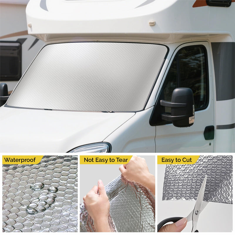 fowong Reflective Bubble Insulation Sheet, Double Side Window Insulation for Summer Heat, 48" x 10 Ft Aluminum Foil Bubble Shield, Sun Reflector for Window, RV, Garage Door, Roof 48" x 10 Ft X 3mm