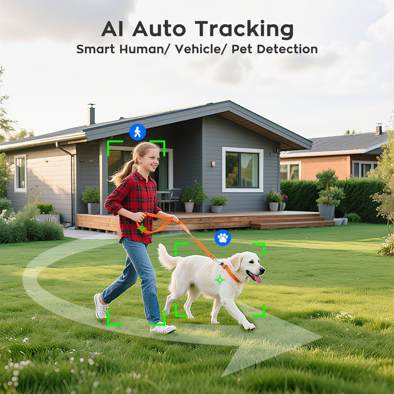 xmartO [AI Tracking Dome CAM 2K HD Metal Dome PTZ Wireless Security Camera with Automatic Tracking, 2-Way Audio and Night Vision (Standalone WiFi Camera, Works with WiFi Router Only) SINGLE