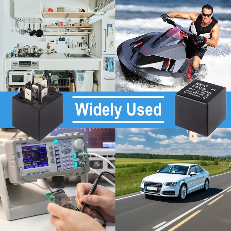 4 PCS Relays, 5 Pin Relay, 40A Waterproof Car Relays, 12V Relay Switch for Electric Cooling Fans, Motor Starters, Automotive Taillights