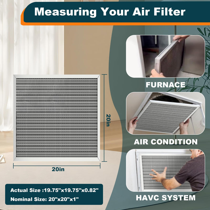 20x20x1 Reusable Air Filter, Washable, MERV 8, Permanent Electrostatic Air Filter, Lasts a Lifetime, Breathe Safely at Home or in the Office 20" x 20" x 1"