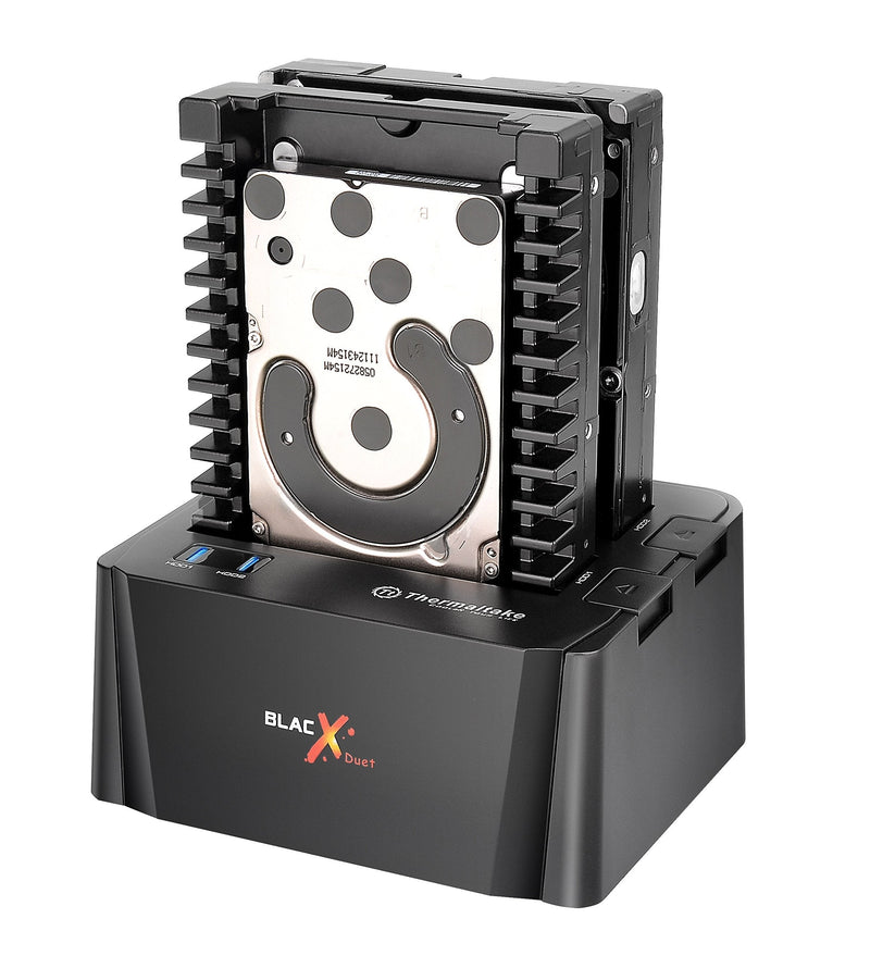 Thermaltake BlacX Duet 2.5”/3.5” SATA I/II/III USB 3.0 External Hard Drive Enclosure Docking Station ST0014U-D,Black Dual Bay