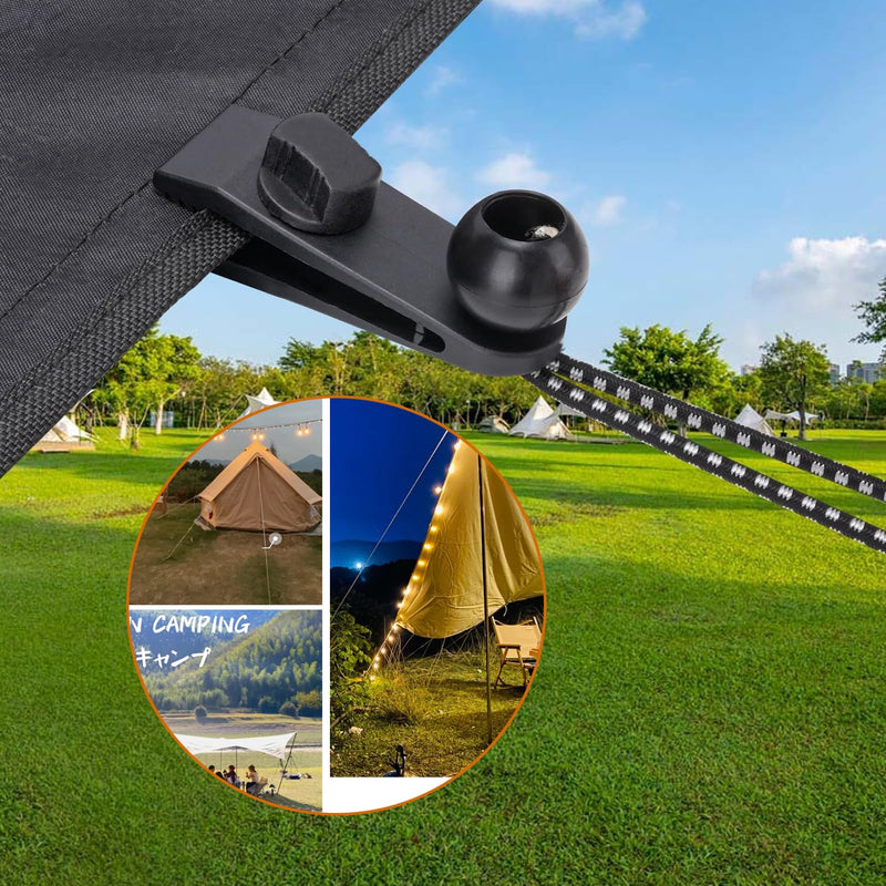 30-Pack Heavy Duty Lock Grip Tarp Clips with Adjustable Screw | Shark Teeth Design, Bungee Cords & Carabiners | Secure Cover for Camping, Pool Covers, Awnings, Canopies (PA Material, 0.25" Thickness)