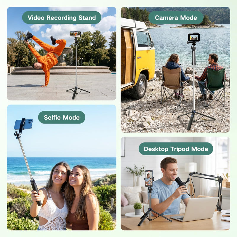 70 Inch Selfie Stick Tripod for iPhone with Remote,Extendable Selfie Stick for iPhone,Portable Travel Phone Tripod for Video Recording Live Streaming Black-A