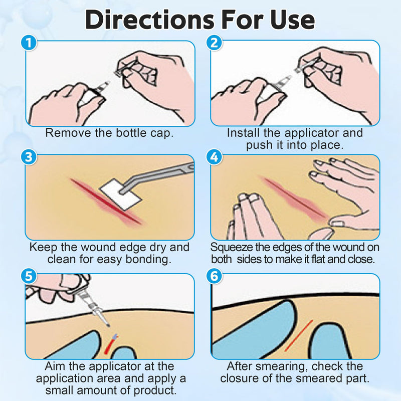 Veterinary Surgical Skin Glue, Strong Surgical Adhesive with 10 Precise Applicators, Blue Tinted Fast Acting Waterproof Wound Closure for Pets Dogs Cats, Pain Free & Stress Free(1 Pack,3ml) 1 3ml