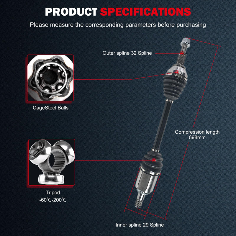 cciyu NCV53115 CV Axle Shaft Assembly Fit For INFINITI JX35 3.5L,For INFINITI QX60 3.5L,For Nissan Pathfinder 3.5L 2013-2017 Front Left Drive Side
