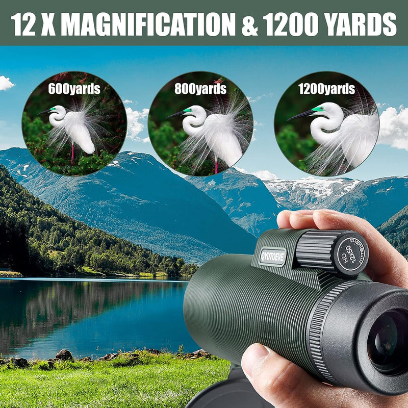 12x50 HD Monoculars for Adults, Monocular Adult High Powered, Waterproof Monocular Telescope, Green Film Roof Prism Design with Smartphone Holder Optic Instrument