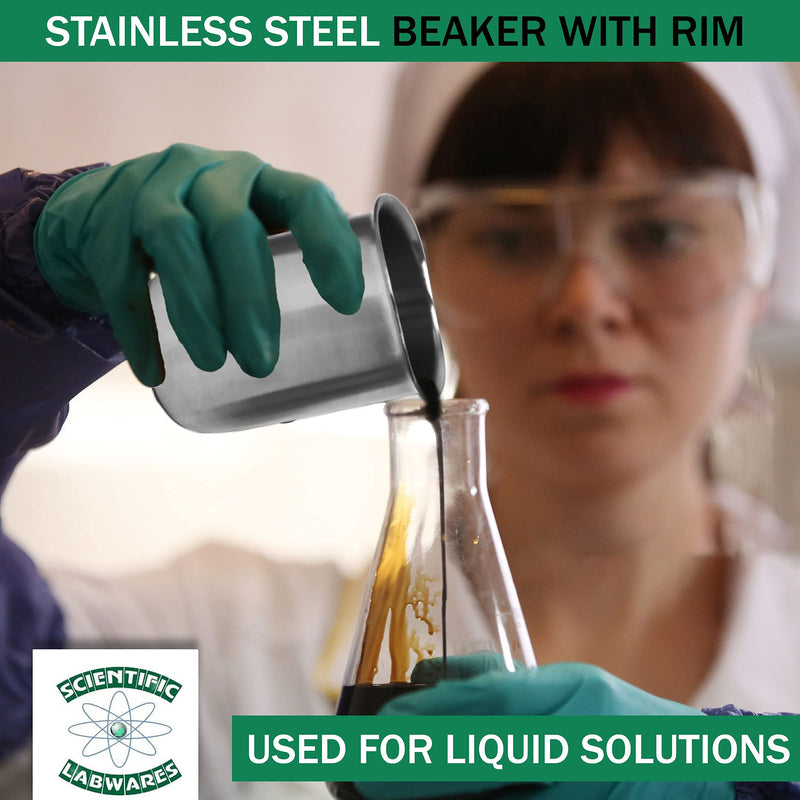 Stainless Steel Lab Beakers with Rim, Low Form, 1000mL 1000 mL